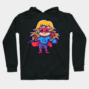 Cute Superhero Girl Cartoon Hoodie